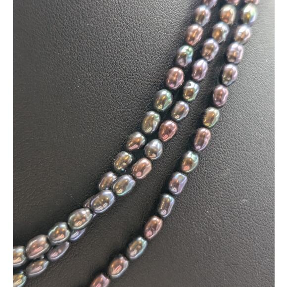 VTG Tahitian South Sea Baroque Pearl Triple Strand 925 Sterling Clasp Necklace - Picture 5 of 11